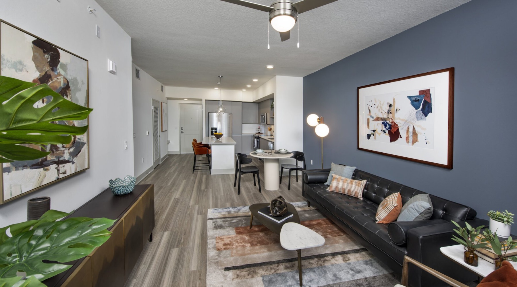 living room with a couch and coffee table