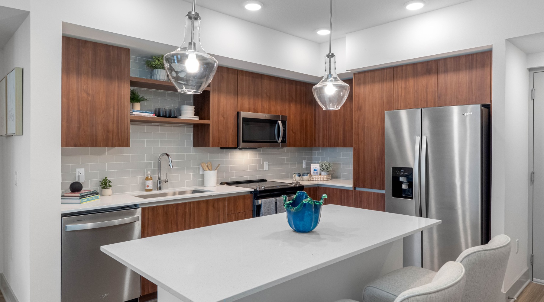 Model Kitchen with white countertops 